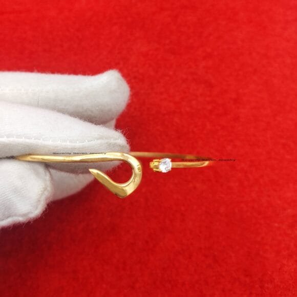 9K Gold Cubic Zircon Bracelet, Bangle Bracelet, Cubic Zircon Bracelet - Image 5