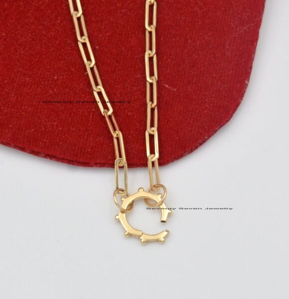9K Round Ball Charm Holder For Necklace, 9K Gold Charm Enhancer - Image 3