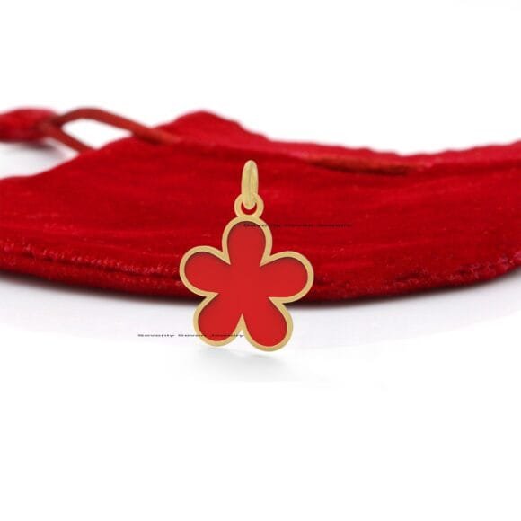 Enamel 14K Gold Flower Charms, 14K Turquoise Enamel Flower Charm - Image 5