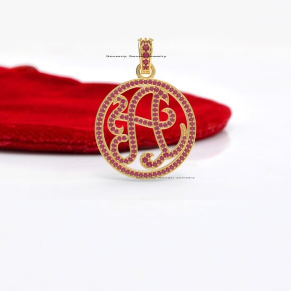 Yellow Gold Plated Monogram, Diamond Monogram - Image 5