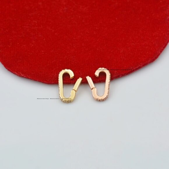 9K Gold SI-GH Lab Diamond Oval Charm Lock, 9K Gold Elongated Charm Holder - Image 6