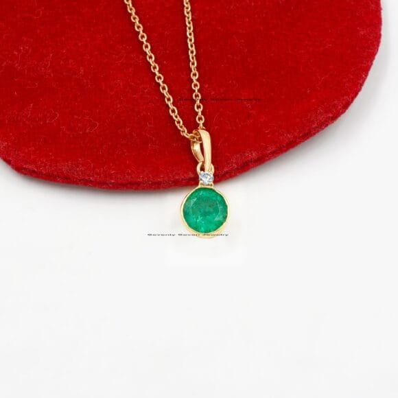 Diamond Solitaire 14K Gold Pendant, Natural Gemstone Drop Charms - Image 2