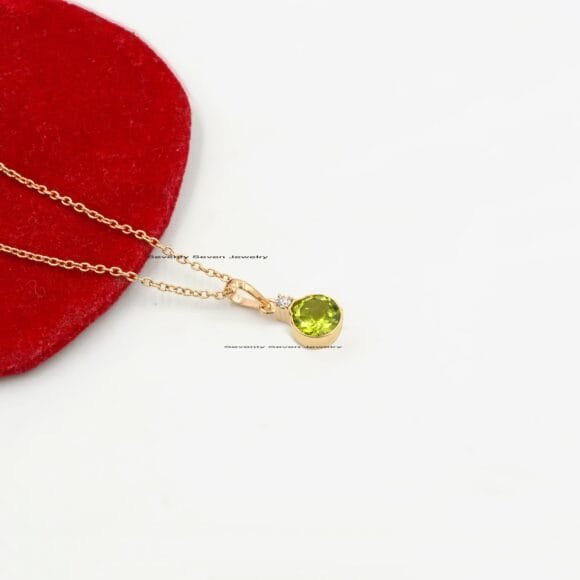 Diamond Solitaire 14K Gold Pendant, Natural Gemstone Drop Charms - Image 10