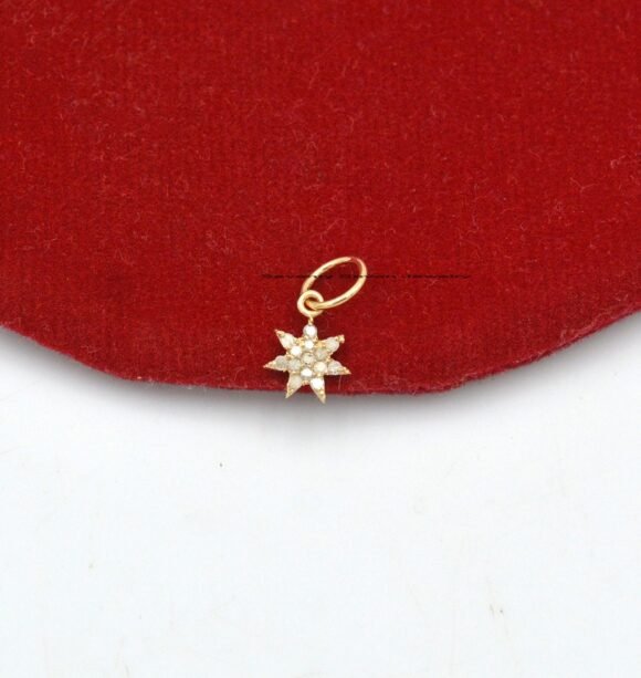 9K Gold Starburst Pendant, Diamond Star Pendant, Star Charm Pendant - Image 2