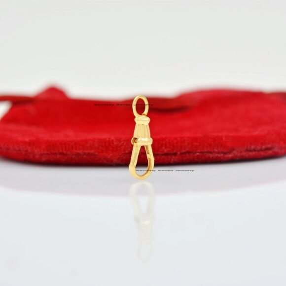 9k Gold Swivel Push lock, Solid Gold Swivel Lock Pendant - Image 3
