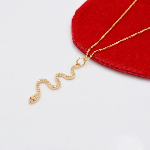 925 Silver Diamond Snake Necklace, Snake Charm Jewelry - Image 3