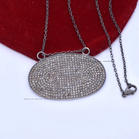 925 Silver Diamond Pendant, Pave Diamond Connector Pendant - Image 6