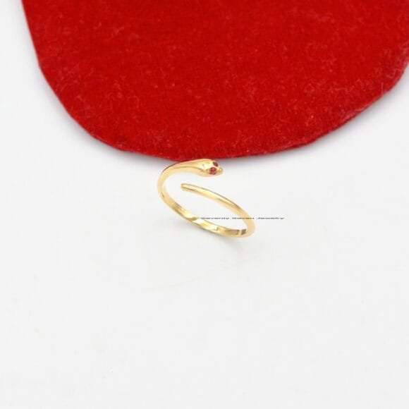 14K Solid Gold Diamond Snake Ring, Diamond Snake Ring Gold - Image 4