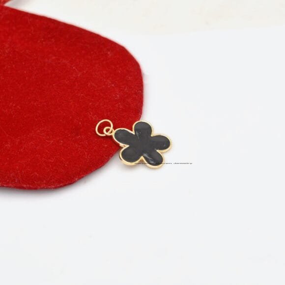 Enamel 14K Gold Flower Charms, 14K Turquoise Enamel Flower Charm - Image 10