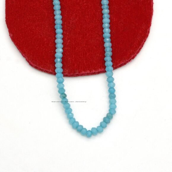 9K Gold Turquoise Beads Necklace, Carabiner Beads Necklace - Image 6