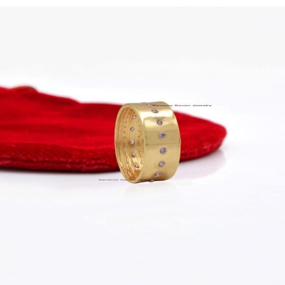 14K Gold Diamond Cigar Band, Solid Gold Cigar Ring - Image 4