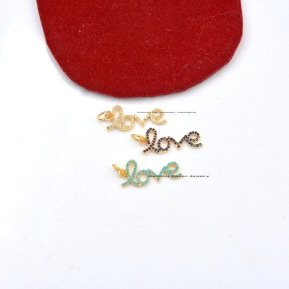 9K Gold Diamond Love Pendant, Love Diamond Pendant, Love Initial Pendant