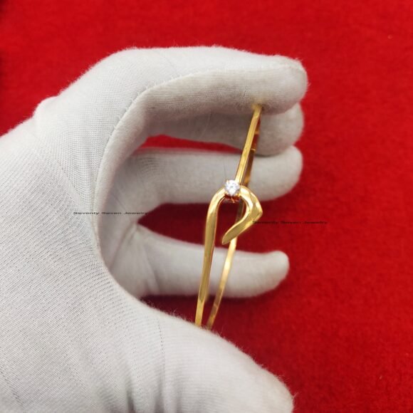 14K Gold Plated Cubic Zircon Bracelet, Bangle Bracelet - Image 4