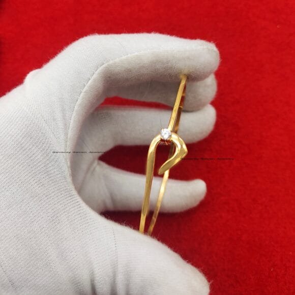 9K Gold Cubic Zircon Bracelet, Bangle Bracelet, Cubic Zircon Bracelet - Image 4