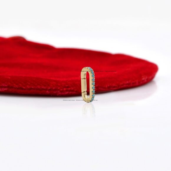 9K Gold SI-GH Lab Diamond Oval Charm Lock, 9K Gold Elongated Charm Holder - Image 10