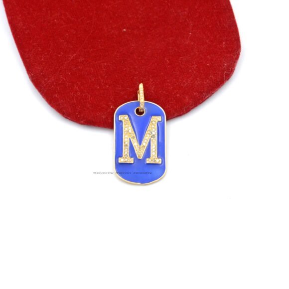 925 Silver Diamond Dog Tag Pendant Necklace, Enamel Pendant Jewelry