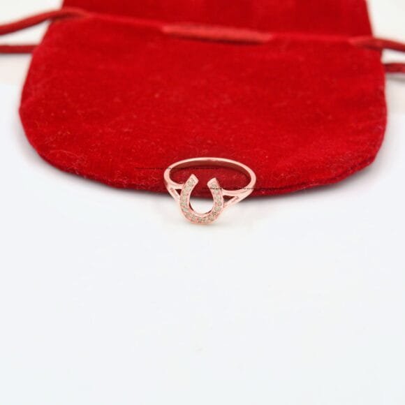 14K Gold Horseshoe Diamond Ring, Vintage Gold Horseshoe Diamond Ring - Image 9