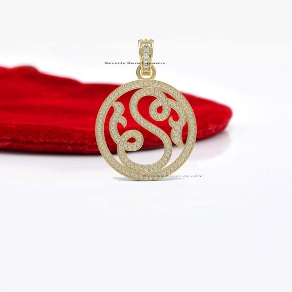 Yellow Gold Plated Monogram, Diamond Monogram - Image 4