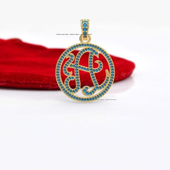 Yellow Gold Plated Monogram, Diamond Monogram - Image 3
