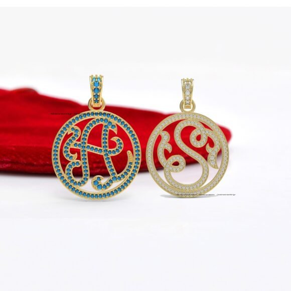 Yellow Gold Plated Monogram, Diamond Monogram