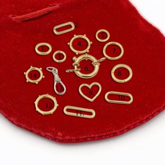 14K Gold Charm Holder, Gold Enhancer, Charm Holder Gold