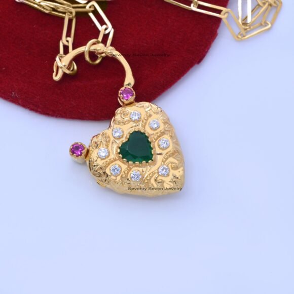 925 Silver Gemstone Heart Padlock, Gemstone Padlock - Image 6