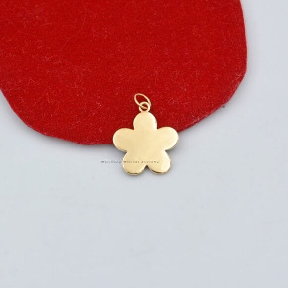 Enamel 14K Gold Flower Charms, 14K Turquoise Enamel Flower Charm - Image 9