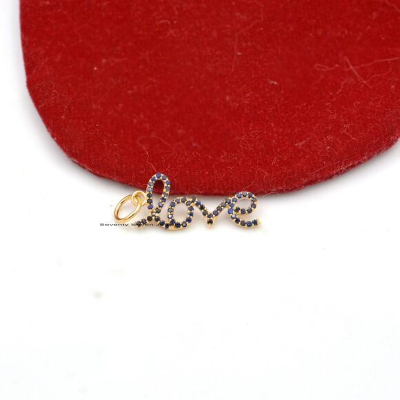 14K Gold Diamond Love Pendant, Cursive Love Pendant - Image 5