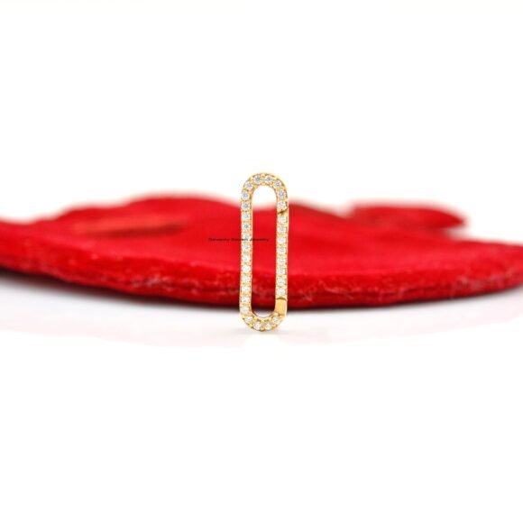 9K Gold Elongated Oval Enhancer, 9K Gold Diamond Elongated Enhancer Charms Holder - Image 4