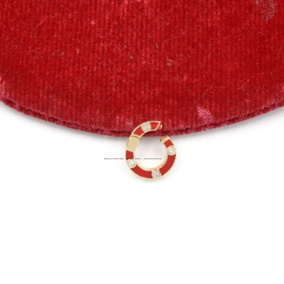9K Gold Enamel Charm Enhancer, Gold Diamond Round Enhancer - Image 8