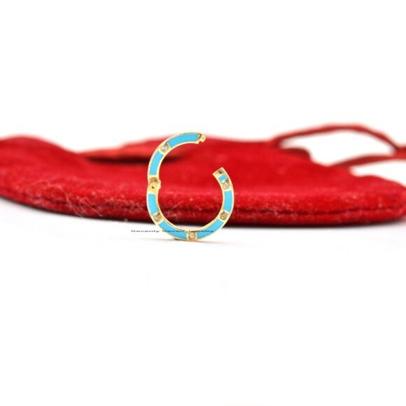 14K Gold Enamel Round Enhancer, Gold Enamel Round Lock - Image 4