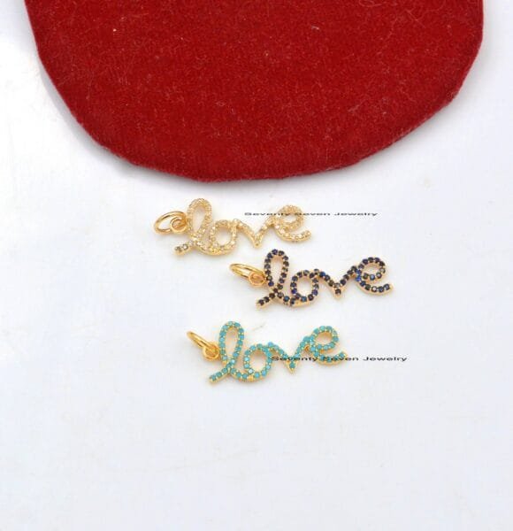 9K Gold Diamond Love Pendant, Love Diamond Pendant, Love Initial Pendant - Image 3