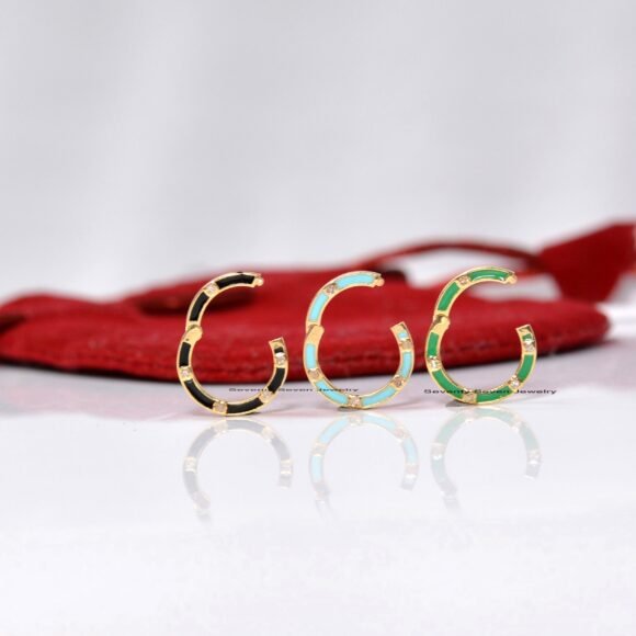 14K Gold Enamel Round Enhancer, Gold Enamel Round Lock - Image 2