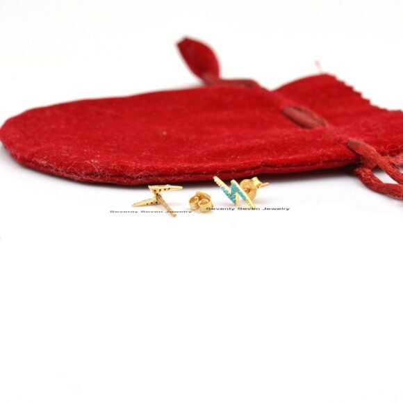 Thunder Bolt Diamond Studs, Bolt Diamond Studs Earrings - Image 9