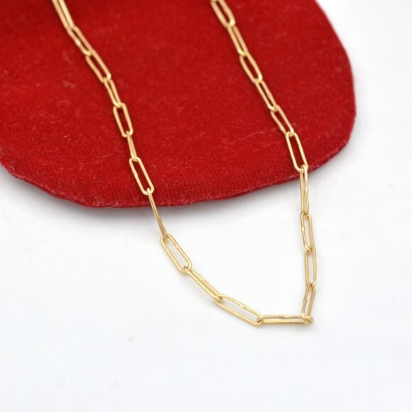 925 Silver Swivel Push lock Paperclip Chain Necklace, Paperclip Chain Necklace - Image 4