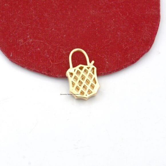 14K Gold Openable Padlock, 14k Blue Enamel Padlock - Image 4