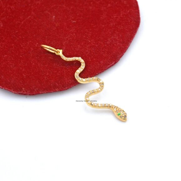 925 Silver Diamond Snake Necklace, Snake Charm Jewelry - Image 2