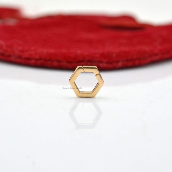 18K Gold Hexagon Charm Holder, 18k Gold Enhancer Lock - Image 7