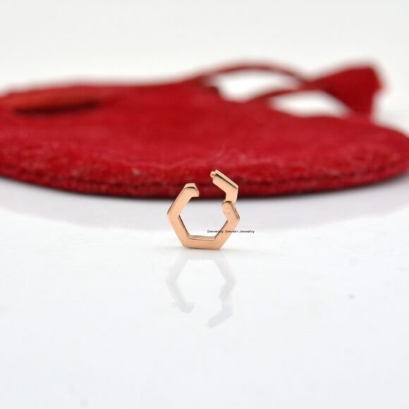 Solid 14K Gold Hexagon Enhancer, Hexagon Charm Holder - Image 3