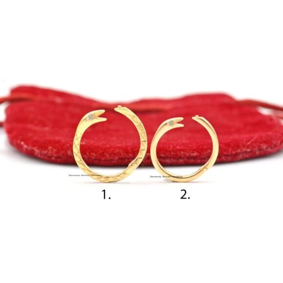 Diamond Snake Charm 14k Gold Enhancer, Gold Snake Enhancer - Image 3