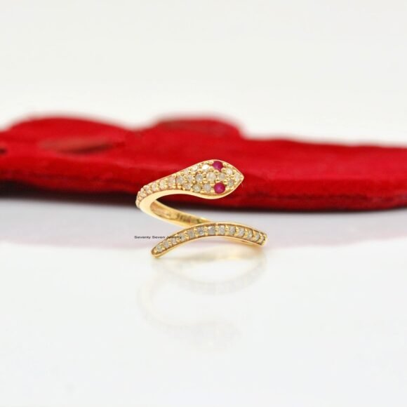 Pave Diamond Snake Ring, Silver Animal Ring, Pave Diamond Ring - Image 2