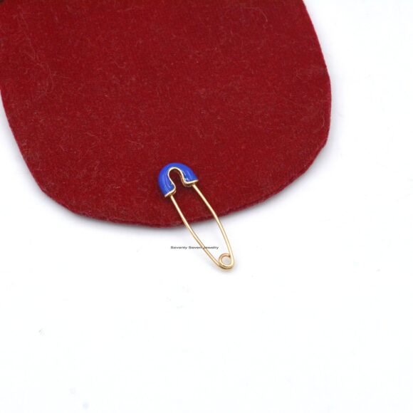 14k Gold Safety Pin Pendant, Safety Pin Enhancer, 14k Enamel Safety Pin Charm Holder - Image 4