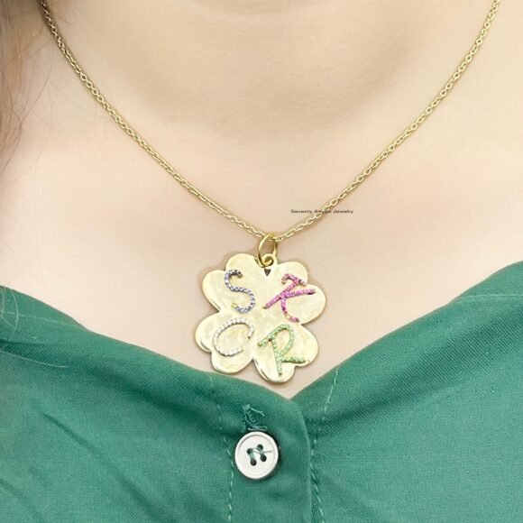 925 Silver Flower Initial Pendant, Gold Vermeil Flower Pendant - Image 3