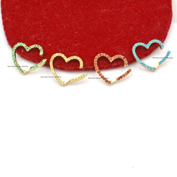 Diamond Heart 14K Gold Enhancer, Heart Gold Diamond Thick Link - Image 3