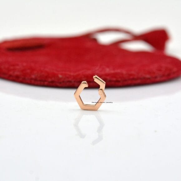 18K Gold Hexagon Charm Holder, 18k Gold Enhancer Lock - Image 6