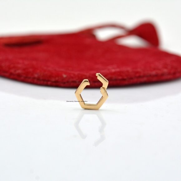 Solid 14K Gold Hexagon Enhancer, Hexagon Charm Holder - Image 4