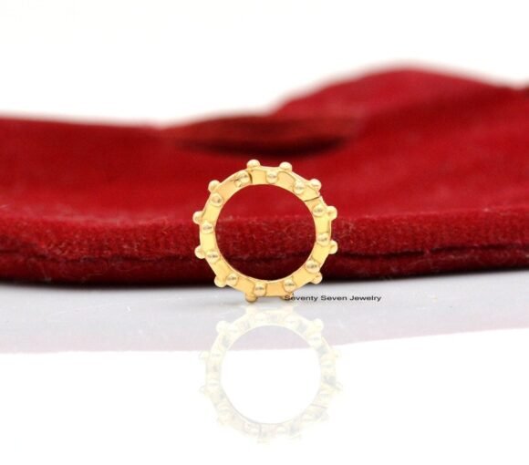 14K Gold Circle Enhancer, Round Ball Charms Holder, 14K Gold Enhancer