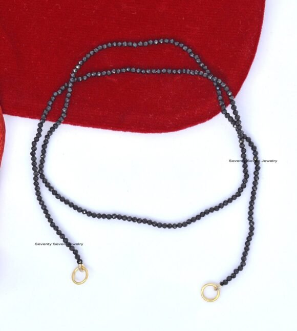 14k Gold Enhancer Beads Chain, Lapis Beads Chain Necklace - Image 4