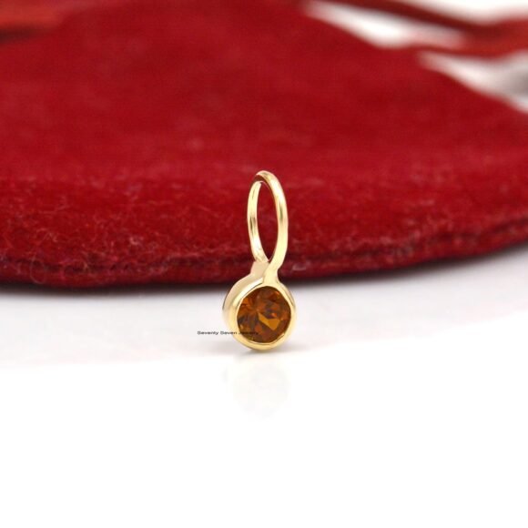 Tiny Drop 14K Gold Pendant, Gold Gemstone Tiny Drop Charms - Image 3