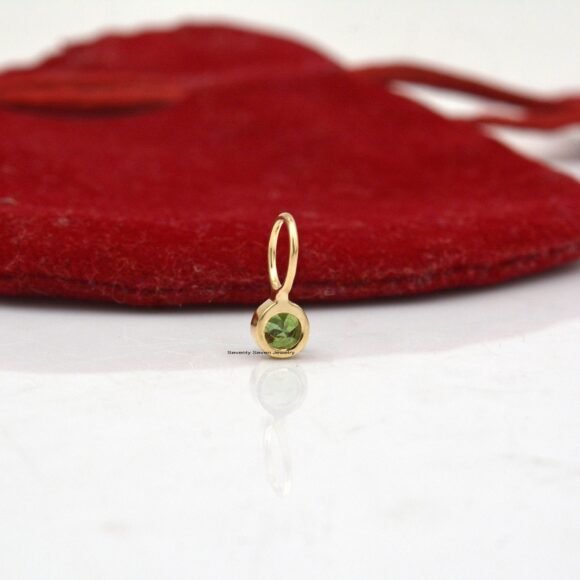 Tiny Drop 14K Gold Pendant, Gold Gemstone Tiny Drop Charms - Image 10